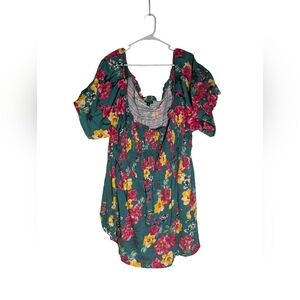 Torrid Teal Floral Blouse